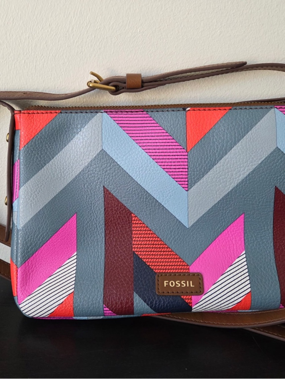 Fossil Multicolor Geometric Leather Crossbody - Small